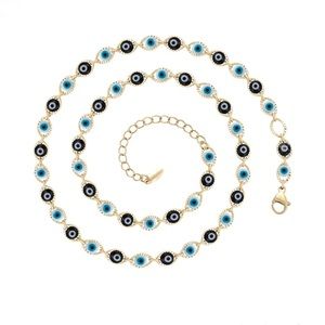 Blue Evil Eye Necklace 14k Gold Plated Chain